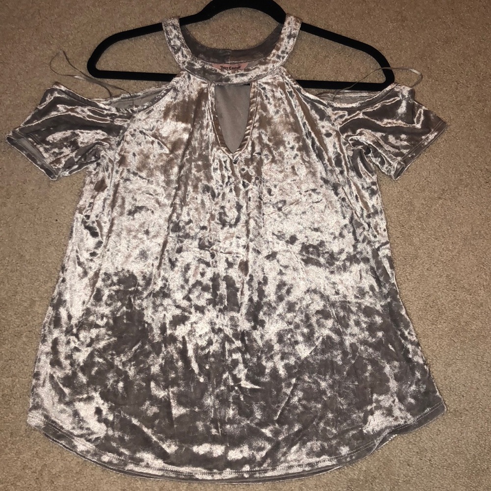 Juicy Couture Silver Velour Key Hole Cold Shoulder